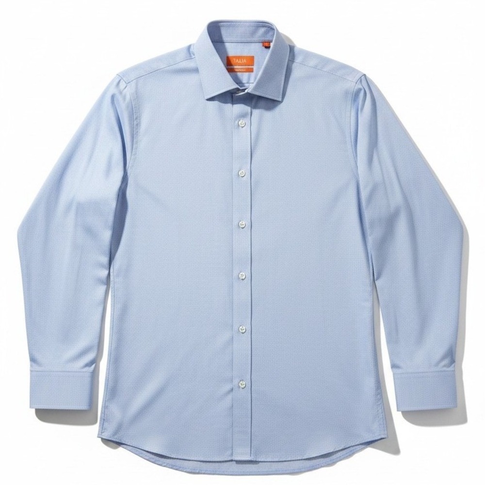 Tallia Mens Slim Fit Dress Shirt Light Blue Floral Damask Textured Long Sleeve